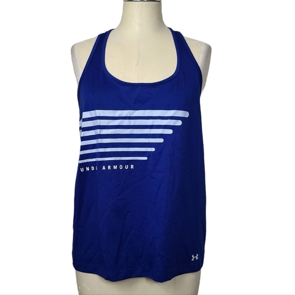 Under Armour Scoop Neckline Blue Racerback Tank Top M